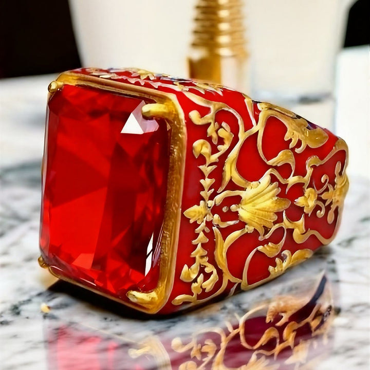 FREE Today: Blue Zircon Turkish Ottoman Jewelry Ring - Red Zircon - US 13 - image 5