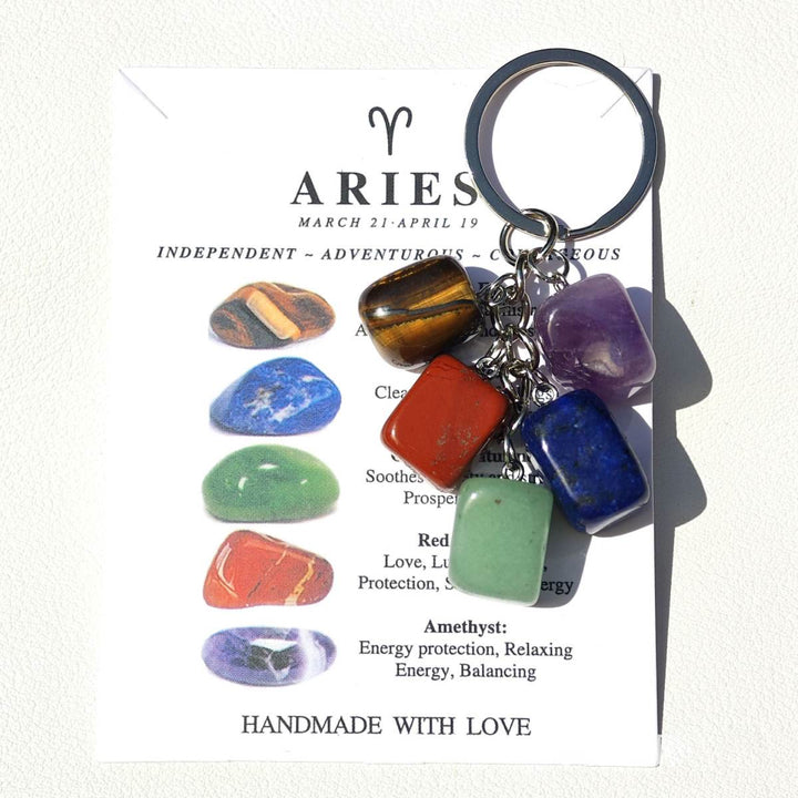 FREE Today: Handmade Natural Crystal Stone Zodiac Keychain - Aries - image 0