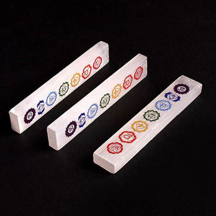Olivenorma Colorful Chakra Engraved Selenite Crystal Wand - image 3