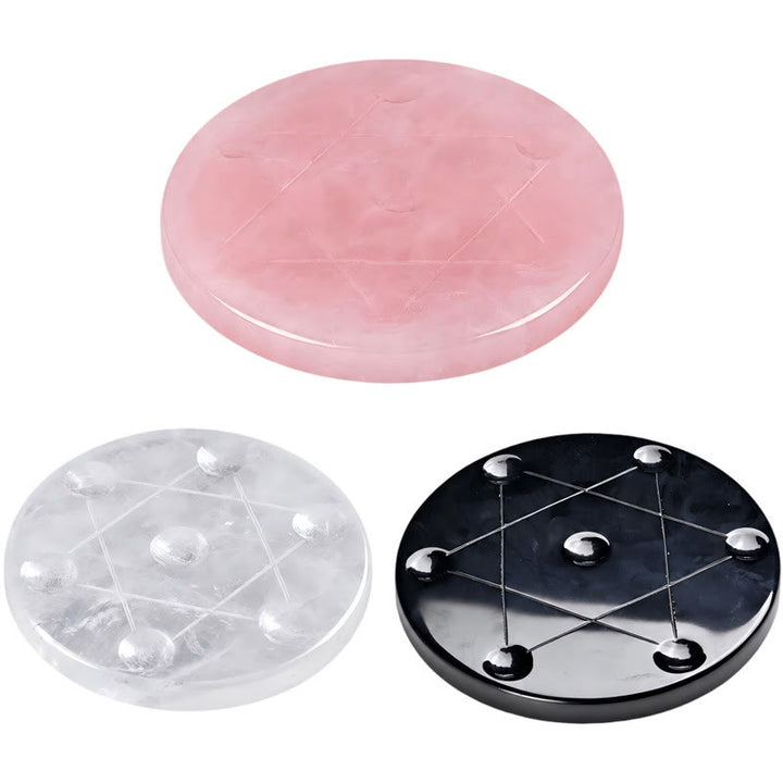 Olivenorma Engraved Star of David Natural Selenite Charging Plate - image 7