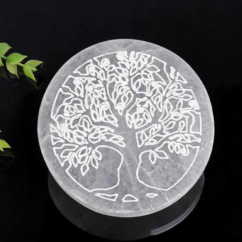 Olivenorma Tree of Life Engraved Selenite Charging Plate - image 3