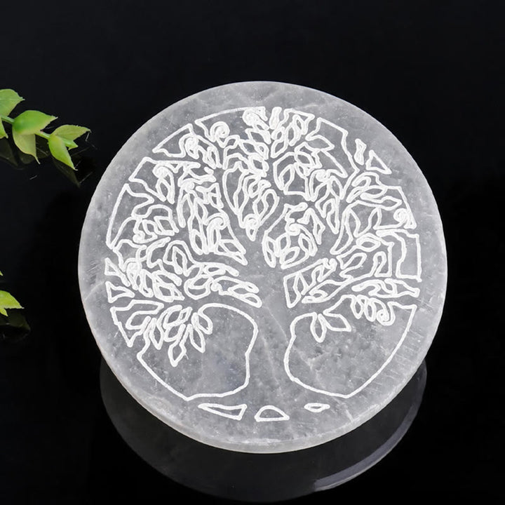 Olivenorma Tree of Life Engraved Selenite Charging Plate - image 3