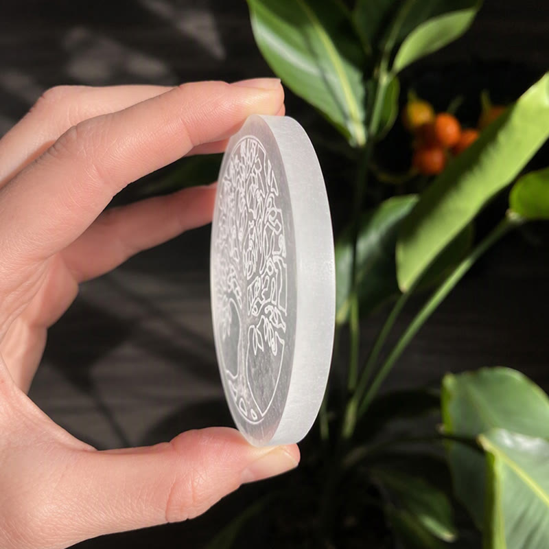 Olivenorma Tree of Life Engraved Selenite Charging Plate - image 4