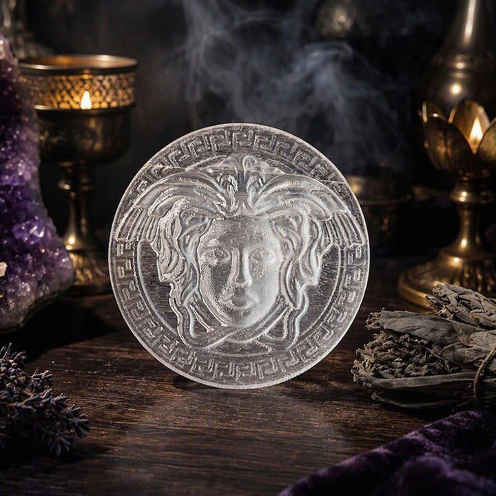 Olivenorma Medusa Head Engraved Selenite Charging Plate - image 5