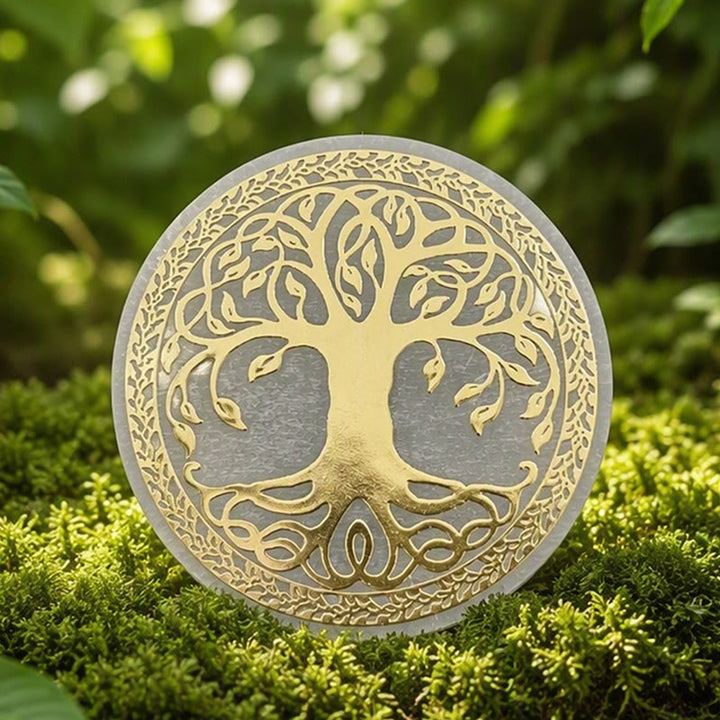 Olivenorma Golden Tree of Life Symbol Selenite Charging Plate - image 2