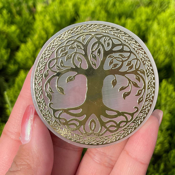 Olivenorma Golden Tree of Life Symbol Selenite Charging Plate - image 3