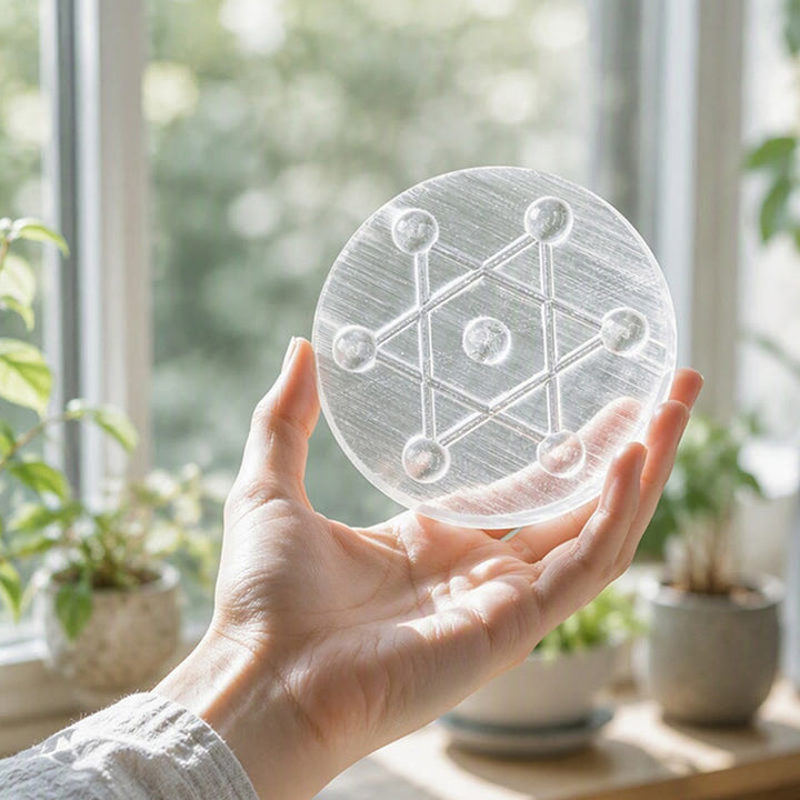 Olivenorma Seven Star Grid Engraved Selenite Charging Plate - image 2