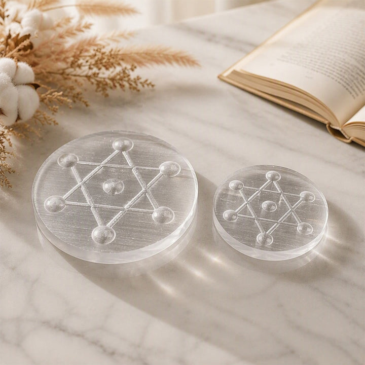 Olivenorma Seven Star Grid Engraved Selenite Charging Plate - image 7