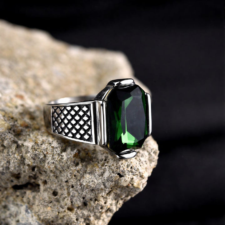 FREE Today: Elegant Men Strength Vintage Minimalism Stainless Steel Ring - Green Zircon - US 13 - image 12