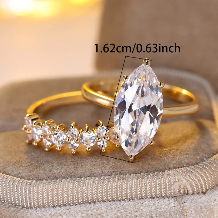 FREE Today: 2pcs Black Color Marquise Cut Black Stone Wedding Ring Set - image 10