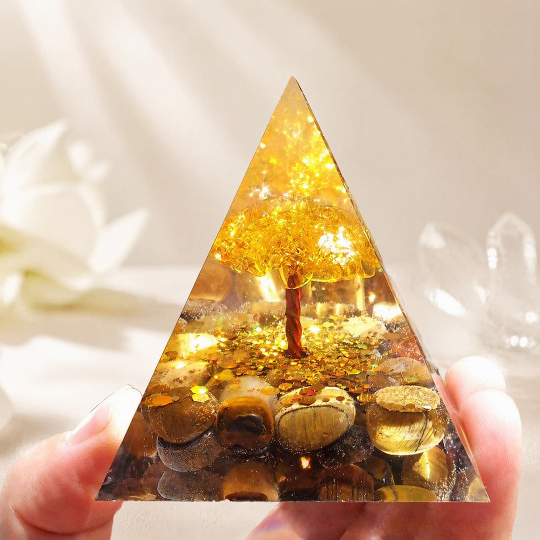 FREE Today: Attract Wealth & Luck - Tiger Eye Citrine Tree Of Life Orgone Pyramid Perfect Spiritual Gift - 5*5cm - image 0