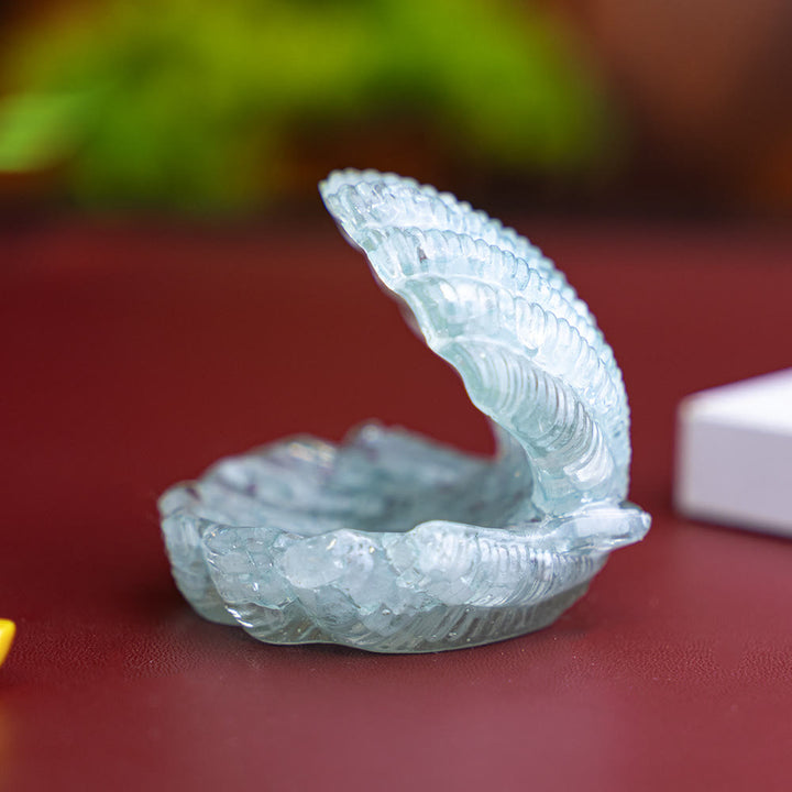 Olivenorma Resin-Filled Natural Crystal Seashell Desktop Ornament Decoration - Aquamarine - image 21