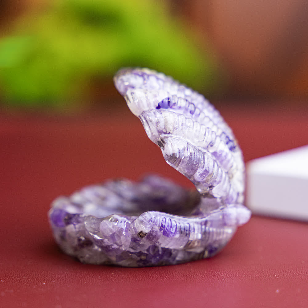 Olivenorma Resin-Filled Natural Crystal Seashell Desktop Ornament Decoration - Amethyst - image 6