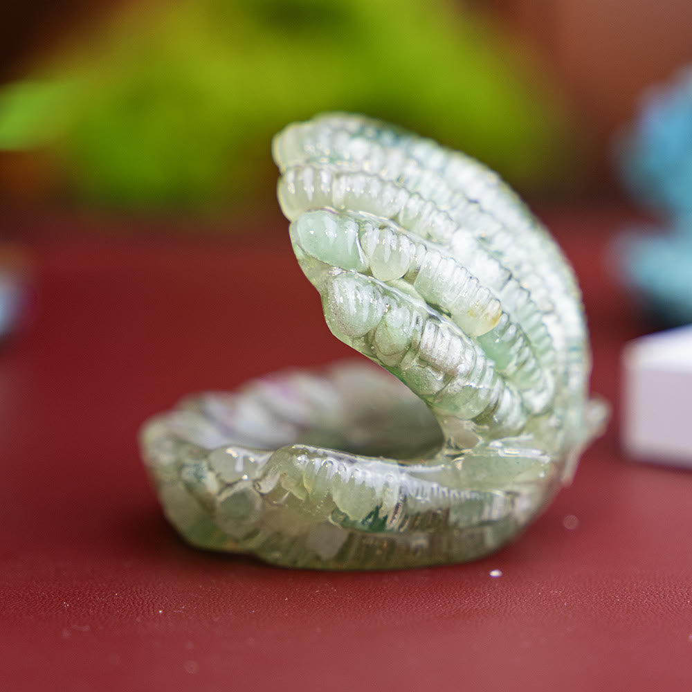 Olivenorma Resin-Filled Natural Crystal Seashell Desktop Ornament Decoration - Green Aventurine - image 16
