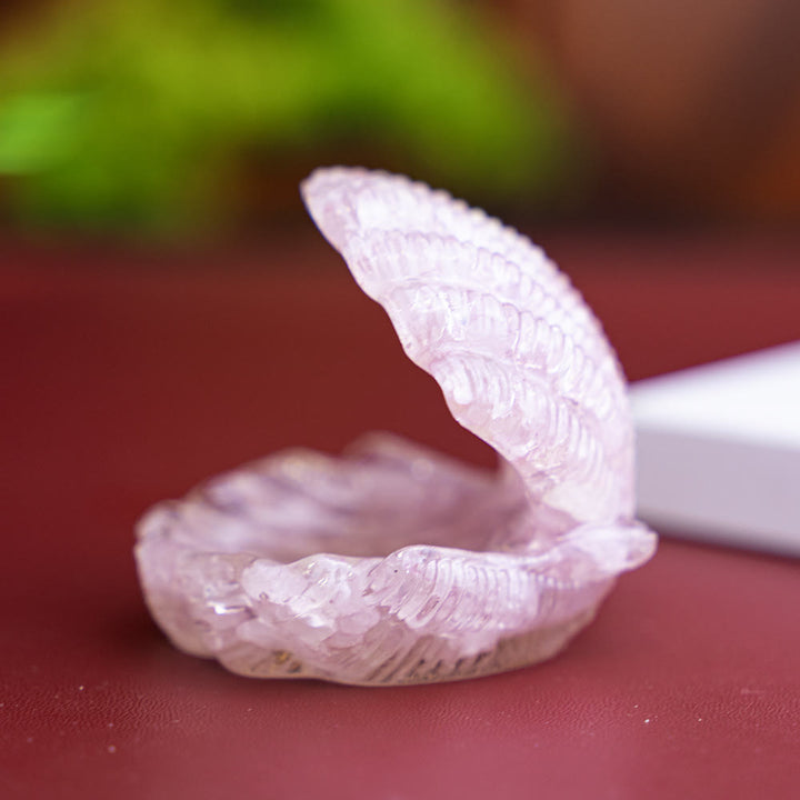 Olivenorma Resin-Filled Natural Crystal Seashell Desktop Ornament Decoration - Rose Quartz - image 4
