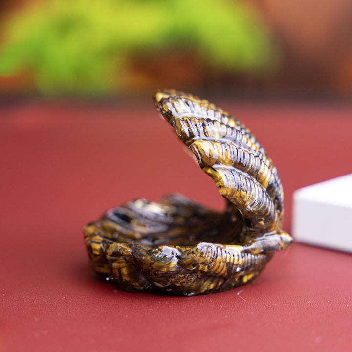 Olivenorma Resin-Filled Natural Crystal Seashell Desktop Ornament Decoration - Tiger Eye - image 10