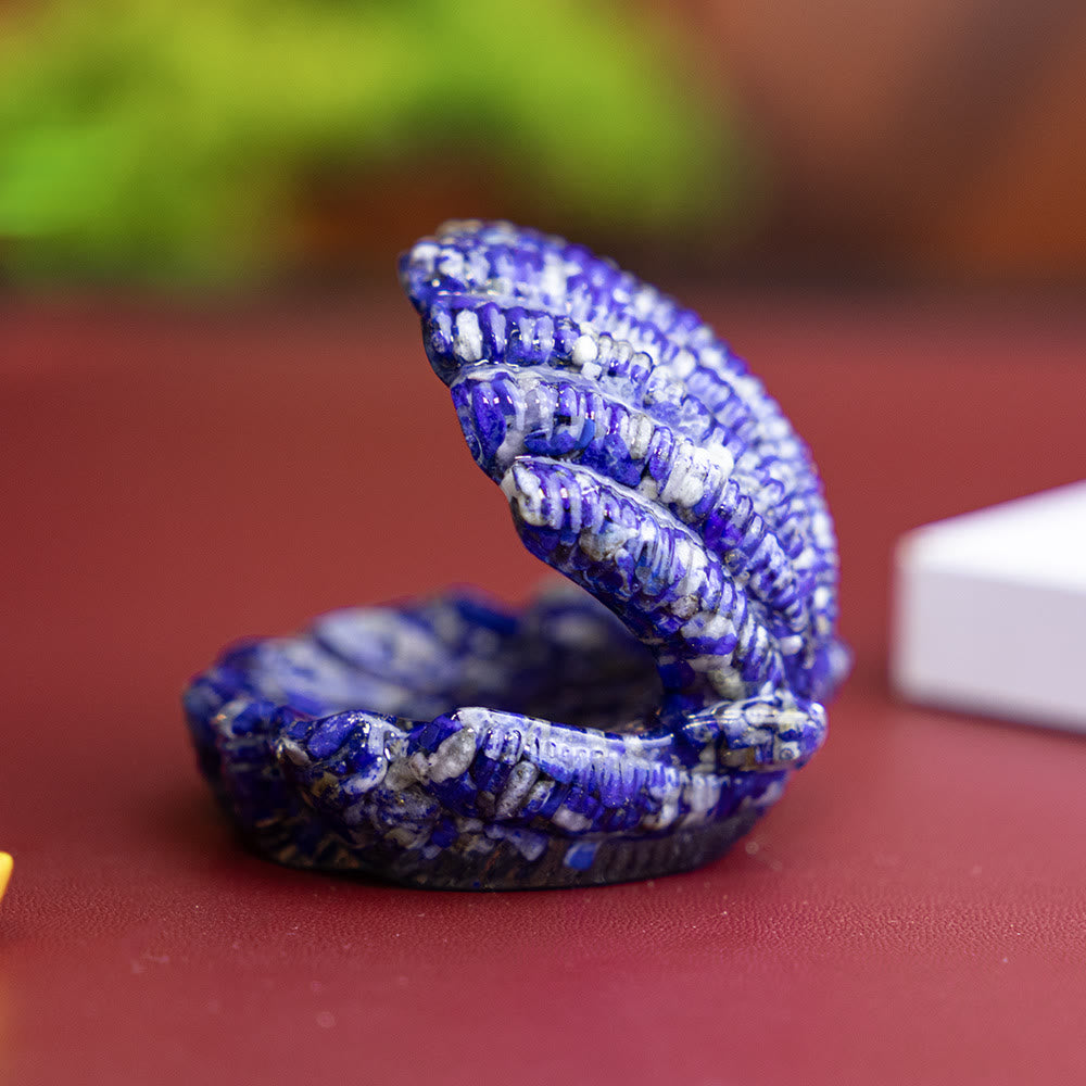 Olivenorma Resin-Filled Natural Crystal Seashell Desktop Ornament Decoration - Lapis Lazuli - image 8