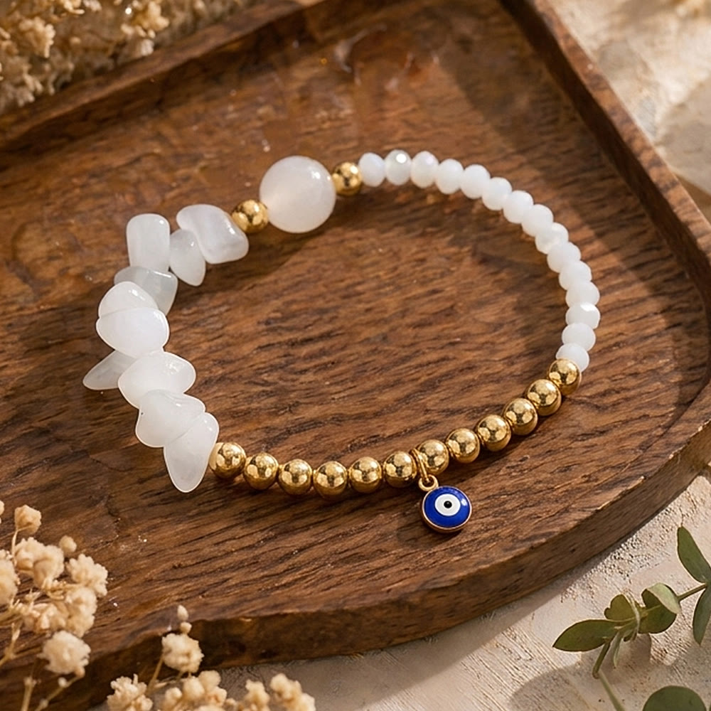 Olivenorma Crystal Chip Evil‑Eye‑Design Charm Symbol Bracelet - image 7