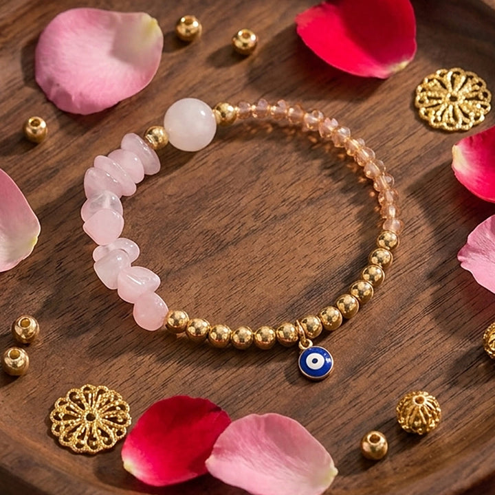 Olivenorma Crystal Chip Evil‑Eye‑Design Charm Symbol Bracelet - image 3