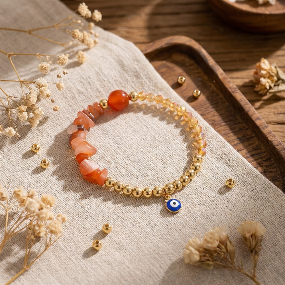 Olivenorma Crystal Chip Evil‑Eye‑Design Charm Symbol Bracelet - Red Agate - image 13