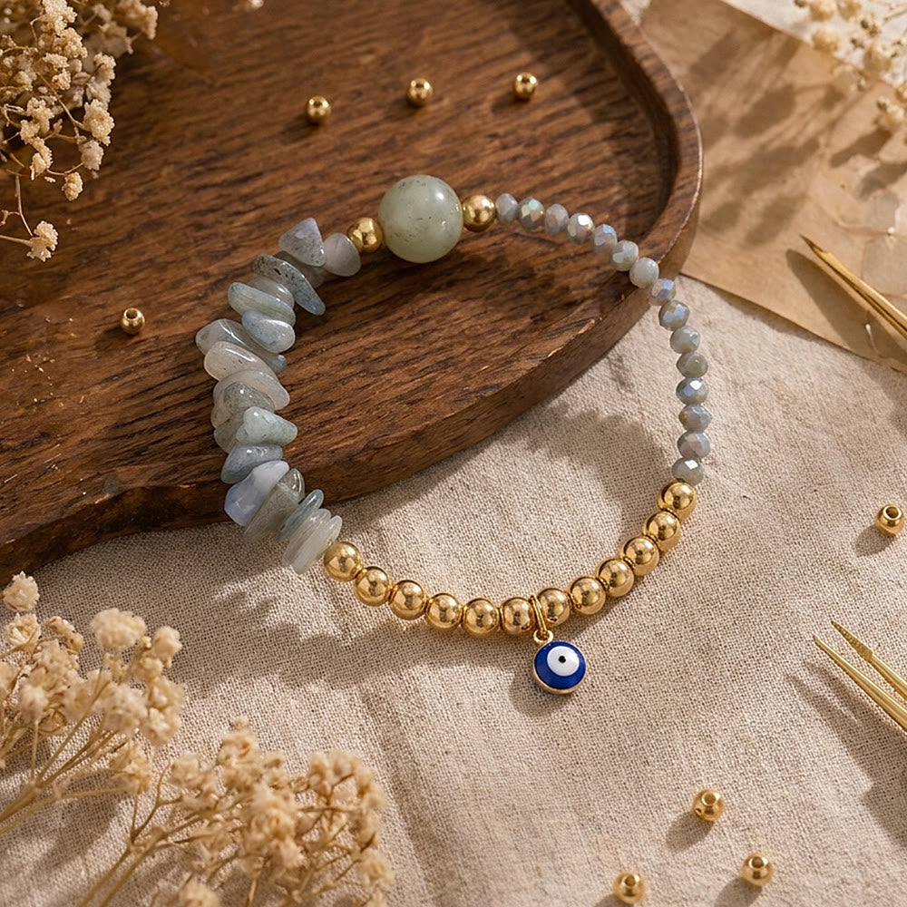 Olivenorma Crystal Chip Evil‑Eye‑Design Charm Symbol Bracelet - image 11