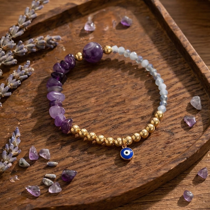 Olivenorma Crystal Chip Evil‑Eye‑Design Charm Symbol Bracelet - image 18