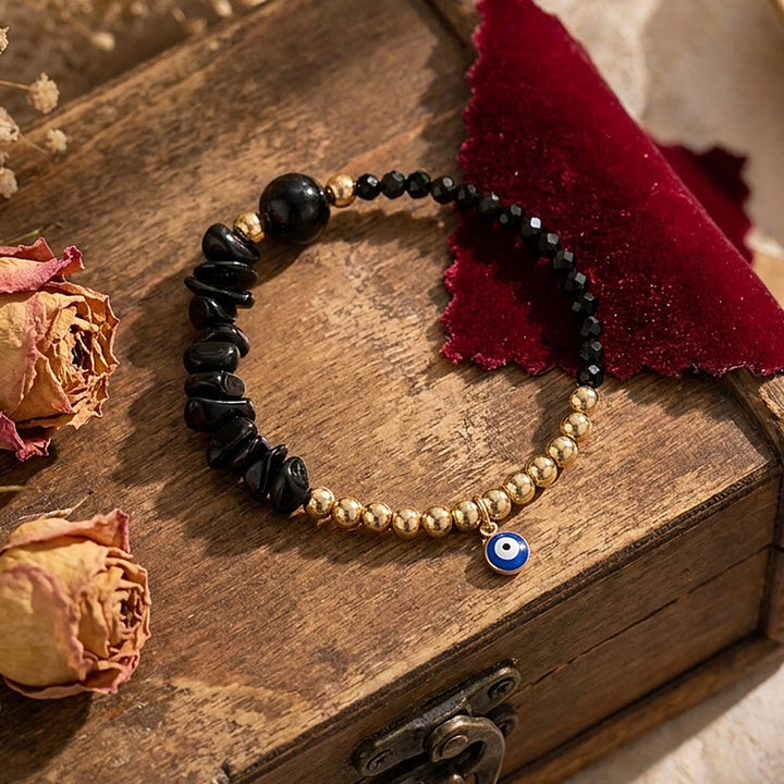 Olivenorma Crystal Chip Evil‑Eye‑Design Charm Symbol Bracelet - Sodalite - image 29