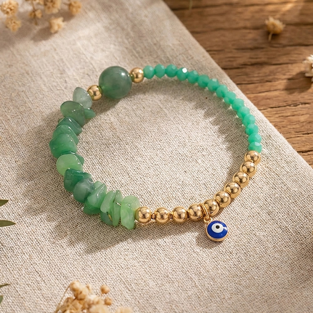 Olivenorma Crystal Chip Evil‑Eye‑Design Charm Symbol Bracelet - Green Aventurine - image 41