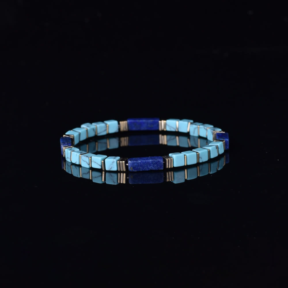 FREE Today: Natural Textured Turquoise Lapis Lazuli Square Tube Beaded Bracelet Attract Wealth Abundance Prosperity - image 6