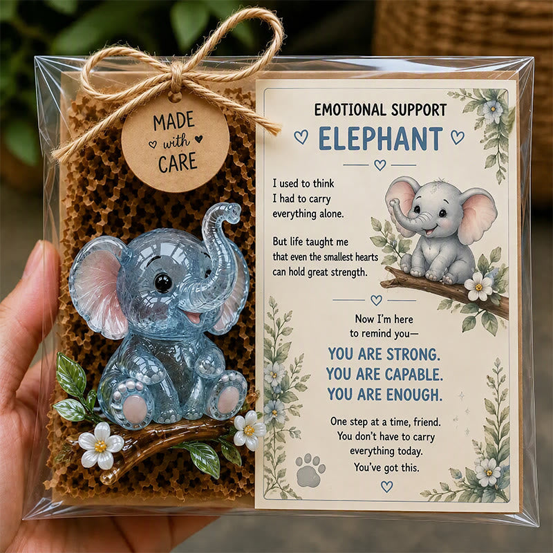 FREE Today: Emotional Support Acrylic Animal Gift, Recycled Glass Style Pocket Hug Figurine with Encouragement Card & Gift Box - Elephant - image 11