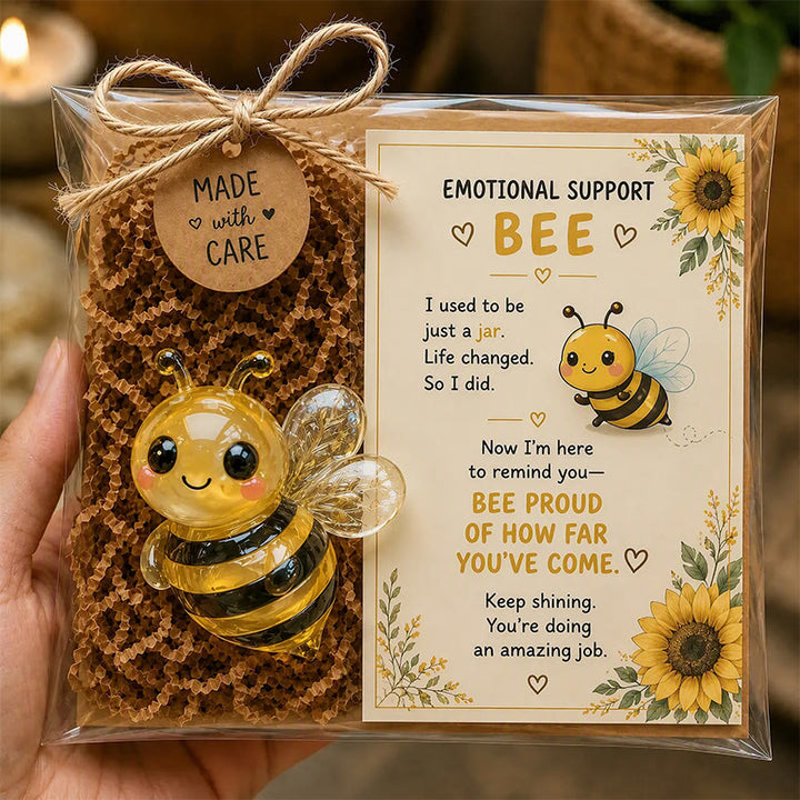 FREE Today: Emotional Support Acrylic Animal Gift, Recycled Glass Style Pocket Hug Figurine with Encouragement Card & Gift Box - Bee - image 5
