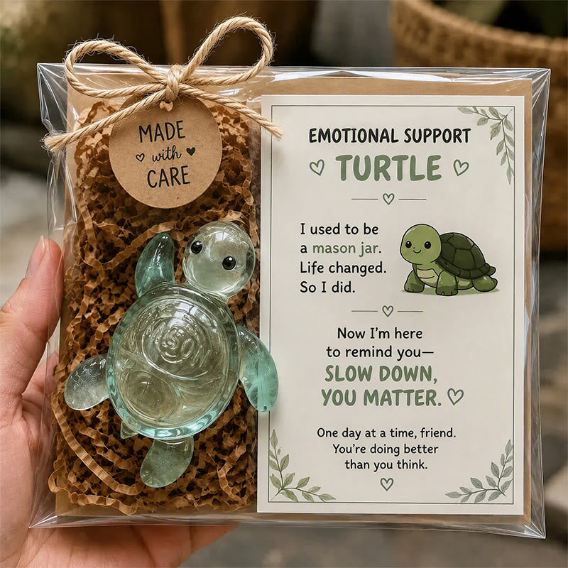FREE Today: Emotional Support Acrylic Animal Gift, Recycled Glass Style Pocket Hug Figurine with Encouragement Card & Gift Box - Turtle - image 3