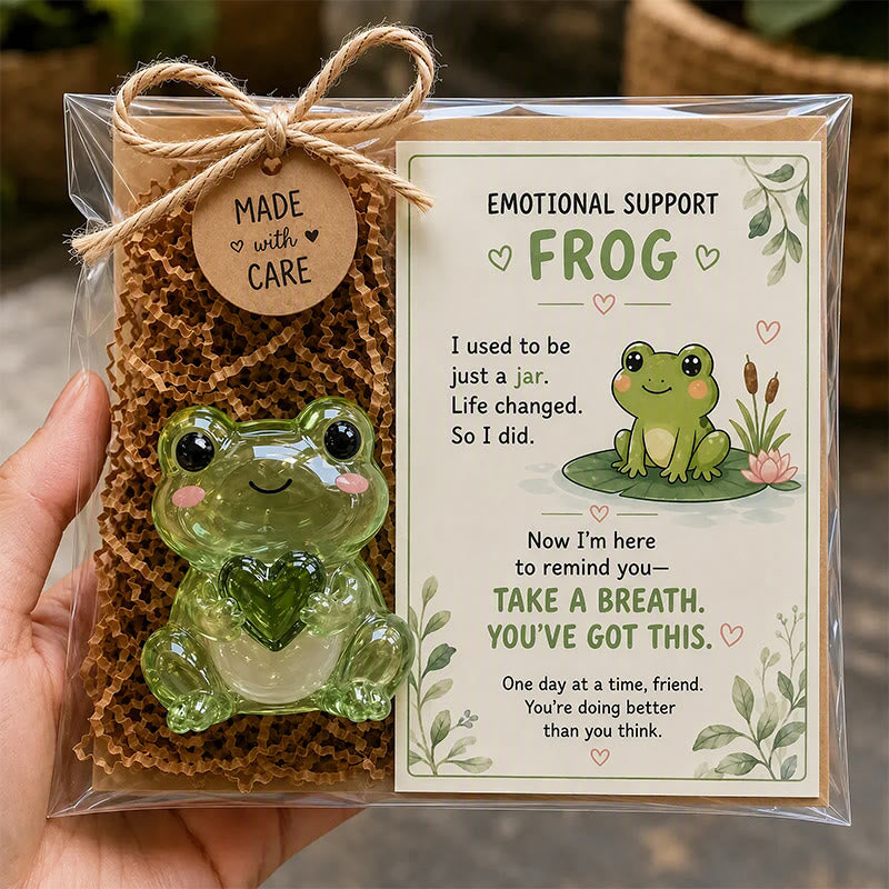 FREE Today: Emotional Support Acrylic Animal Gift, Recycled Glass Style Pocket Hug Figurine with Encouragement Card & Gift Box - Frog - image 6
