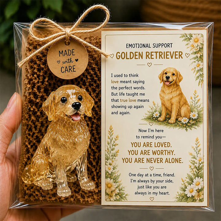 FREE Today: Emotional Support Acrylic Animal Gift, Recycled Glass Style Pocket Hug Figurine with Encouragement Card & Gift Box - Golden Retriever - image 9