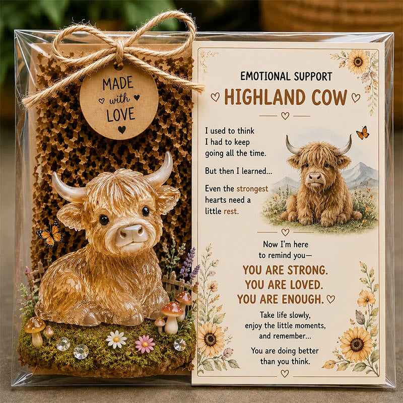 FREE Today: Emotional Support Acrylic Animal Gift, Recycled Glass Style Pocket Hug Figurine with Encouragement Card & Gift Box - Highland Cow - image 15