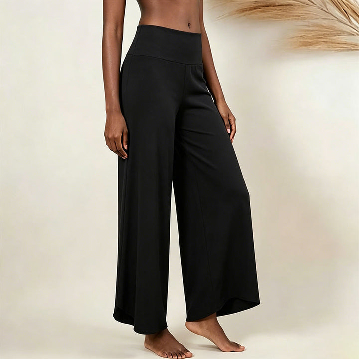 Olivenorma High-Waist Cropped Yoga Pants Plain Color Stretchy For Active & Lounge Wear Women's Flare Pants - Black - L - image 5