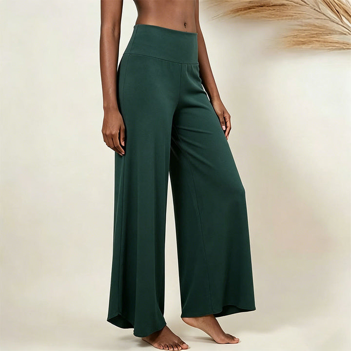 Olivenorma High-Waist Cropped Yoga Pants Plain Color Stretchy For Active & Lounge Wear Women's Flare Pants - Dark Green - L - image 10