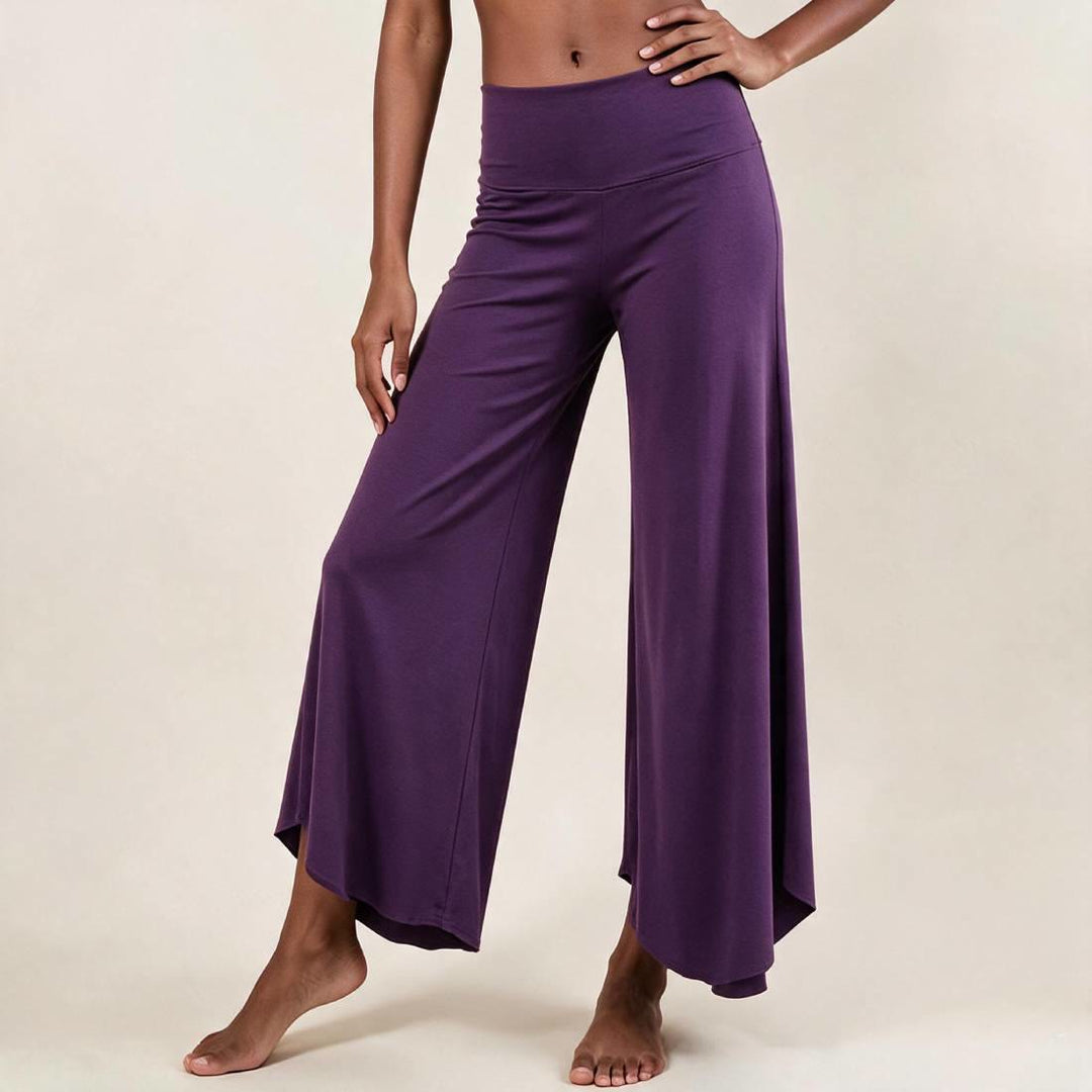 Olivenorma High-Waist Cropped Yoga Pants Plain Color Stretchy For Active & Lounge Wear Women's Flare Pants - Grape Purple - L - image 0
