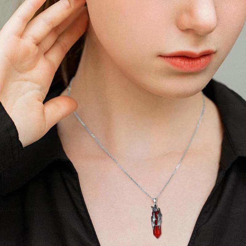 FREE Today: Gothic Vampire Bat Red Quartz Hexagonal Pendant Necklace Halloween Cosplay Jewelry - image 1