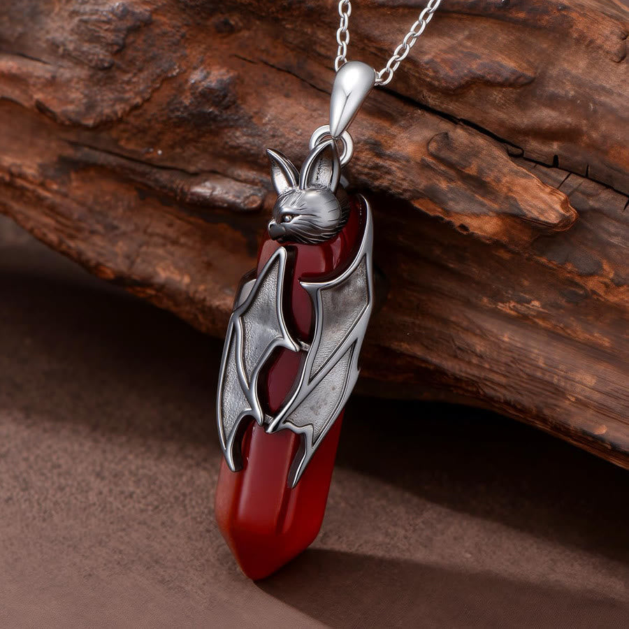 Olivenorma Gothic Vampire Bat Red Quartz Hexagonal Pendant Necklace Halloween Cosplay Jewelry - image 2