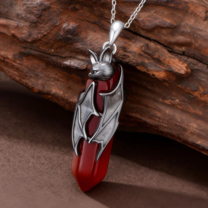 Olivenorma Gothic Vampire Bat Red Quartz Hexagonal Pendant Necklace Halloween Cosplay Jewelry - image 2