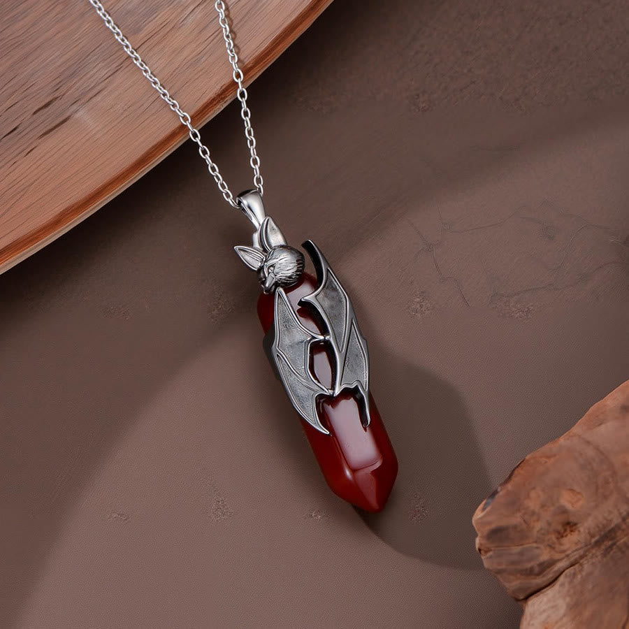 FREE Today: Gothic Vampire Bat Red Quartz Hexagonal Pendant Necklace Halloween Cosplay Jewelry - image 3