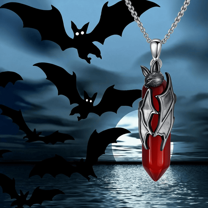 FREE Today: Gothic Vampire Bat Red Quartz Hexagonal Pendant Necklace Halloween Cosplay Jewelry - Vampire Bat & Red Quartz - image 0