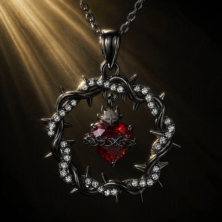 FREE Today: Crown of Thorns Necklace for Women Sacred Heart Jesus Pendant - Black - image 4