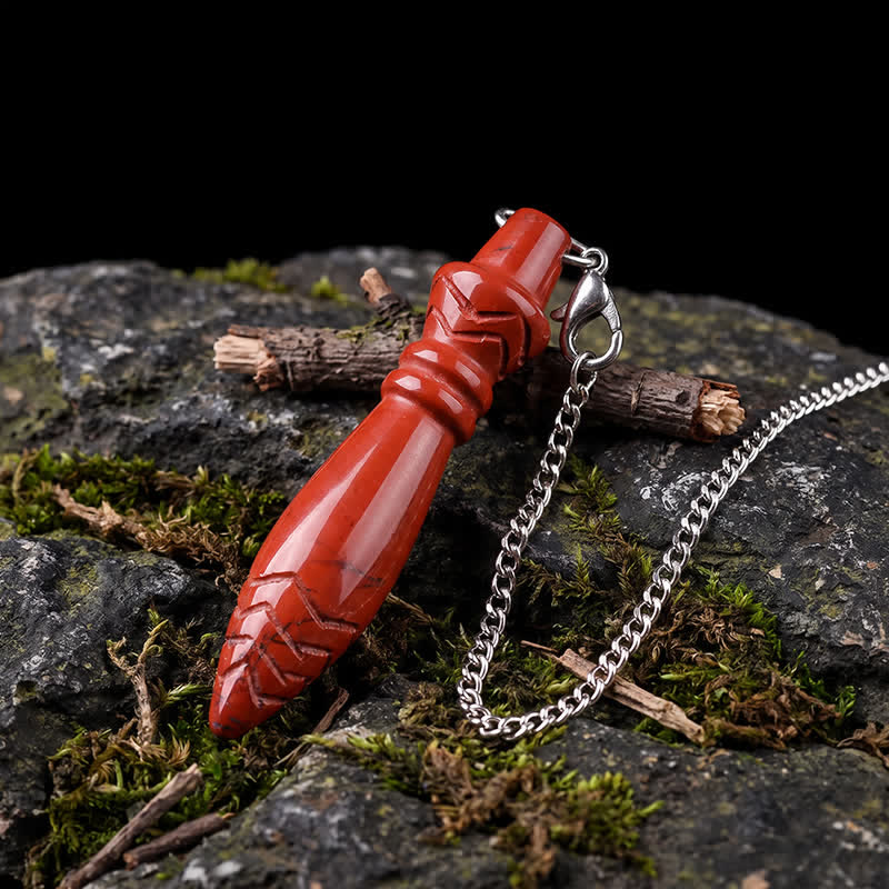 Olivenorma Crystal Carved Spear‑Tip Design Spiritual Symbol Pendulum - Red Jasper - image 4