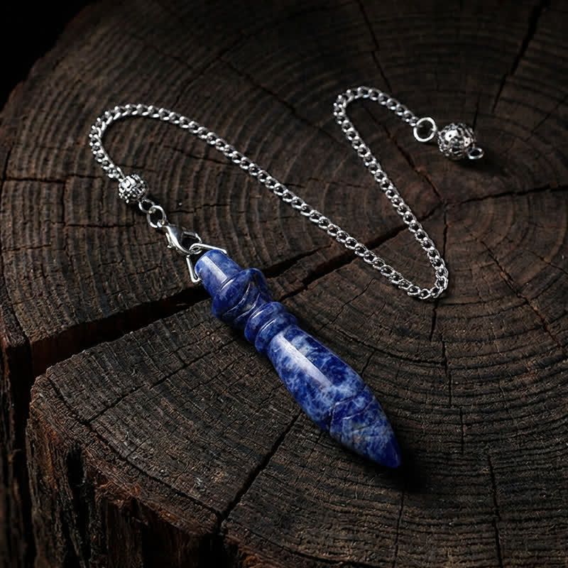 Olivenorma Crystal Carved Spear‑Tip Design Spiritual Symbol Pendulum - Sodalite - image 2