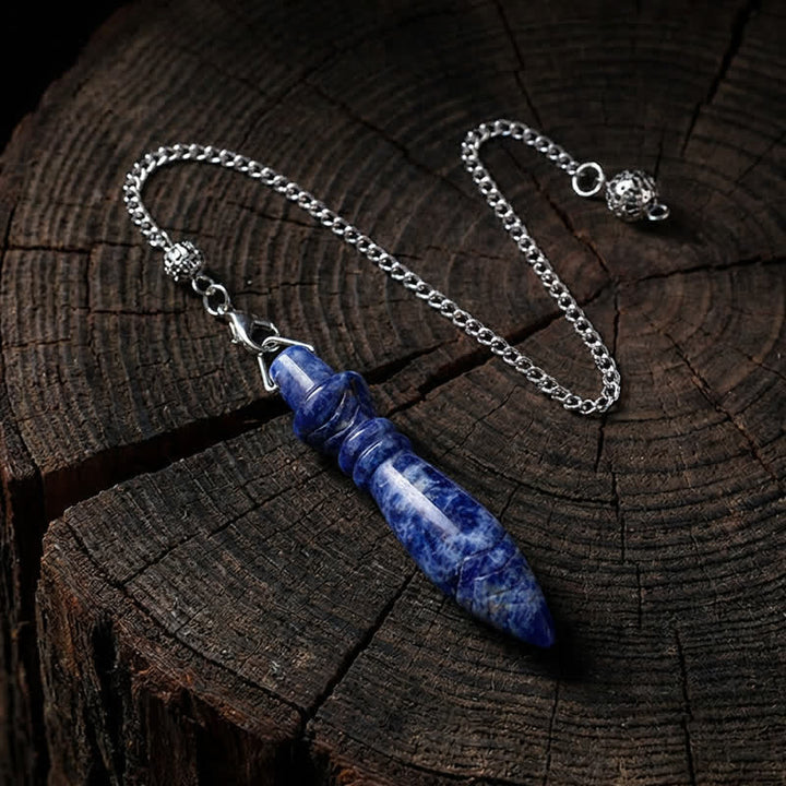 Olivenorma Crystal Carved Spear‑Tip Design Spiritual Symbol Pendulum - Sodalite - image 2