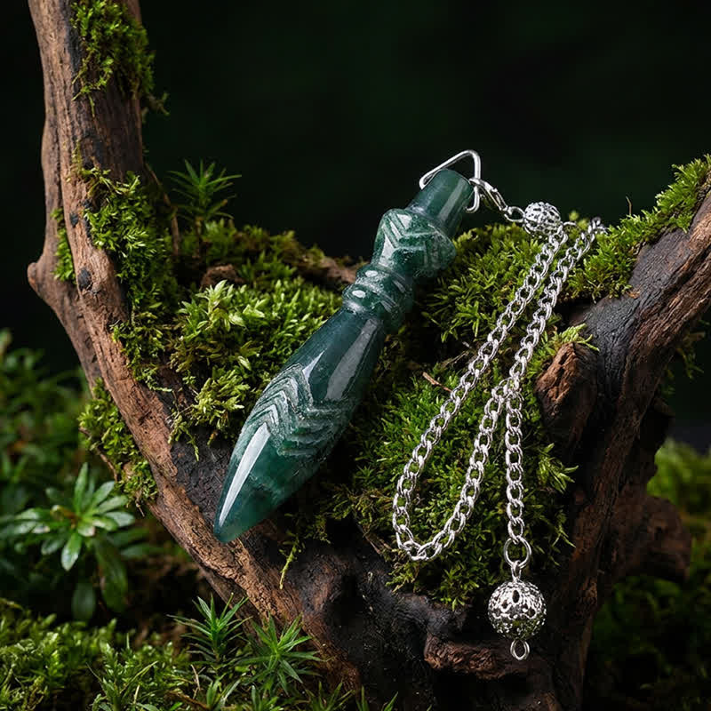 Olivenorma Crystal Carved Spear‑Tip Design Spiritual Symbol Pendulum - India Agate - image 10