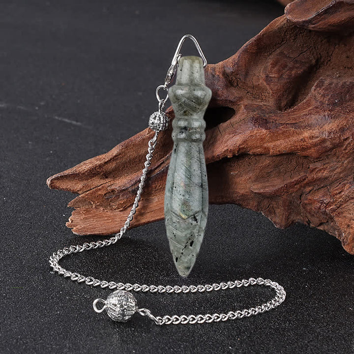 Olivenorma Crystal Carved Spear‑Tip Design Spiritual Symbol Pendulum - Labradorite - image 12