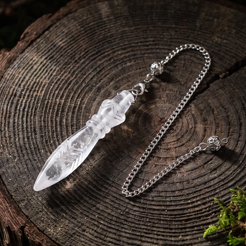 Olivenorma Crystal Carved Spear‑Tip Design Spiritual Symbol Pendulum - Clear Quartz - image 20
